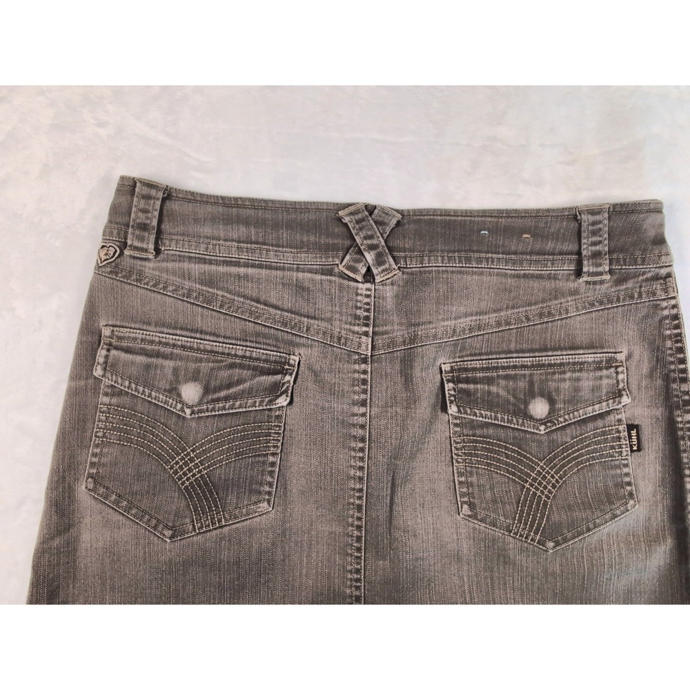Kuhl‎ Adventure Olive Green Denim Skirt Stretch Outdoors Casual Size 8 Hiking - Picture 5 of 12